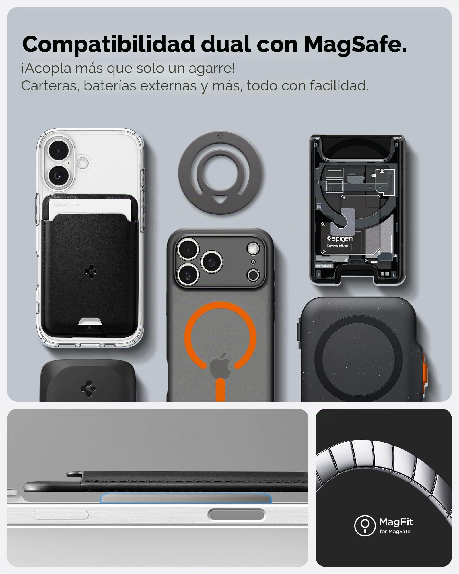 Spigen Dual Pop MagFit Slim Anillo Magnético Compatible con Accesorio MagSafe, iPhone 17 17e 16 15 14 13 12 y Fundas MagSafe para Pixel 10 XL Fold y Samsung Galaxy S26 Ultra - Gris Mármol