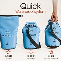 Vista 5 de Earth Pak Bolsa Seca Impermeable - Mochila Impermeable de Cierre Enrollable Superior Mantiene el Equipo Seco para Kayak con Funda Impermeable