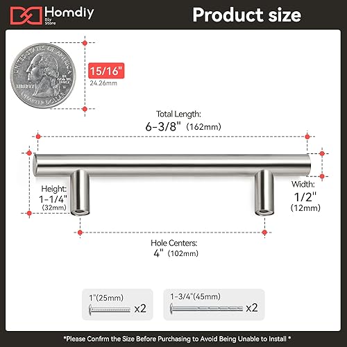Miniatura 47 de homdiy - Tiradores de níquel cepillado para gabinetes, herraje para cajones y puertas de alacenas de cocina y baño, paquete de 40 tiradores, 3