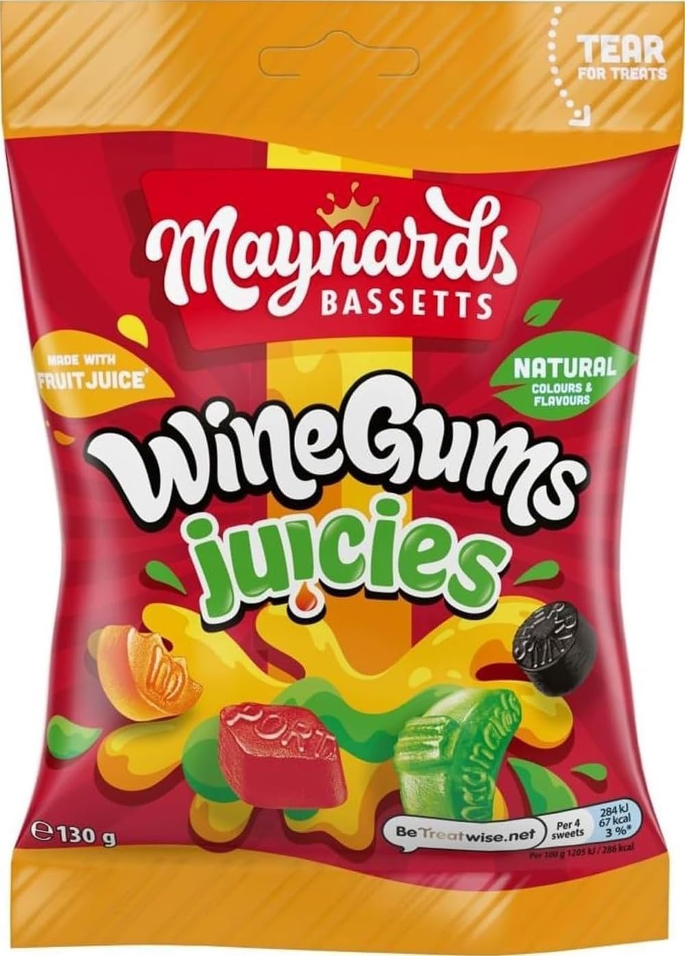 Wine Gums Juicies Sweets, 130 g Bag (Pack of 1) | Soft & Chewy Sweets, Assorted Fruity Flavours, For Sharing, For Movie Nights & Parties
