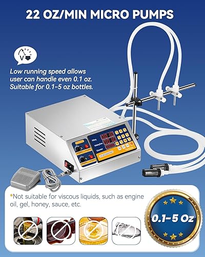 Miniatura 3 de Hanchen Máquina de llenado de líquidos, bomba peristáltica, llenadora automática de botellas de 5 onzas, control digital, máquina embotelladora de