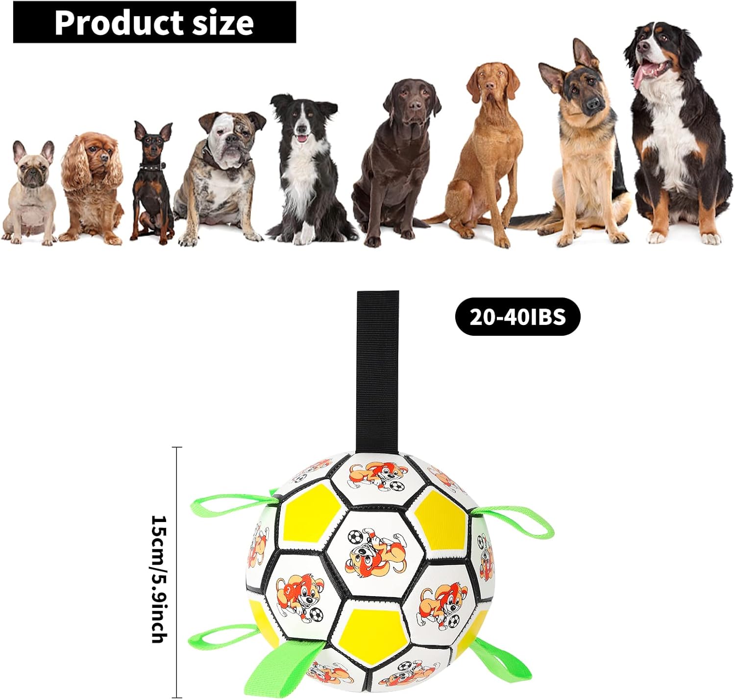 Dog Football Toys Dog Balls with Straps Interactive Dog Toys for Tug