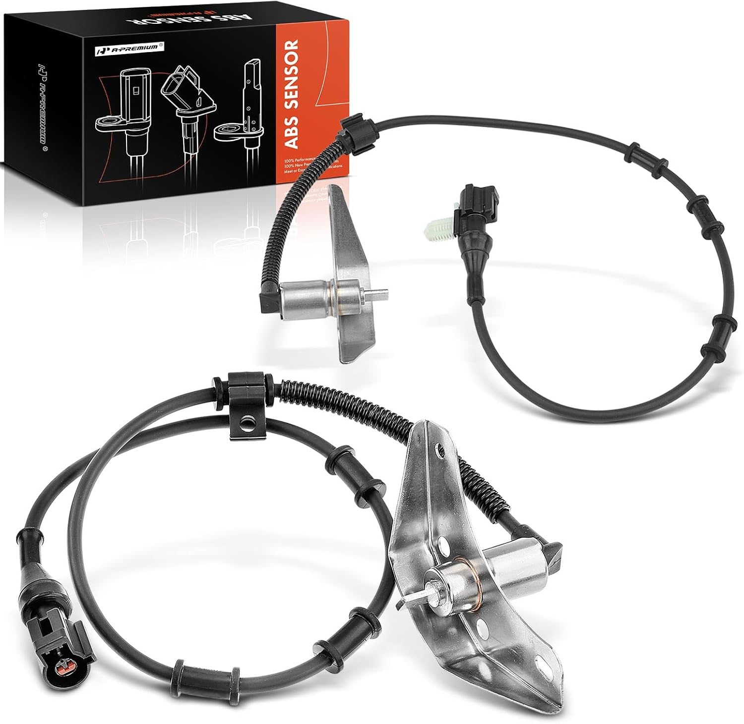 A-Premium Front ABS Wheel Speed Sensor Compatible with Ford Models - E-250, E-250 Econoline, E-350 Econoline Club Wagon, E-350 Club Wagon, E-350 Econoline, E-350 Super Duty, E-450 Super Duty, 2-PC Set