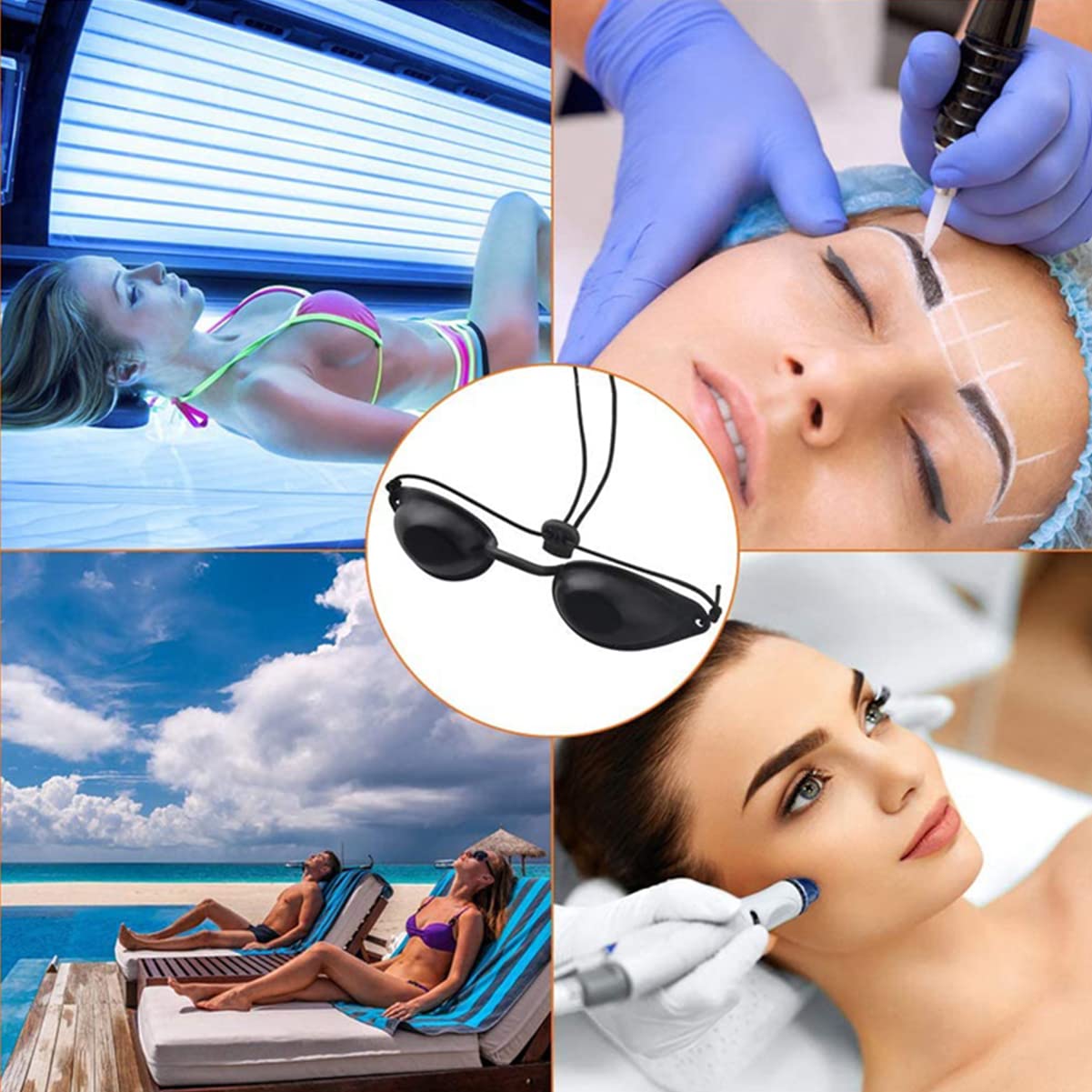 Occhiali Di Sicurezza Per La Protezione Del Laser, Occhiali Da Bronzo, Occhiali Da Protezione Laser Per I Pazienti Per Il Trattamento Laser Cosmetico, Depilazione Ipl, Protezione Uv
