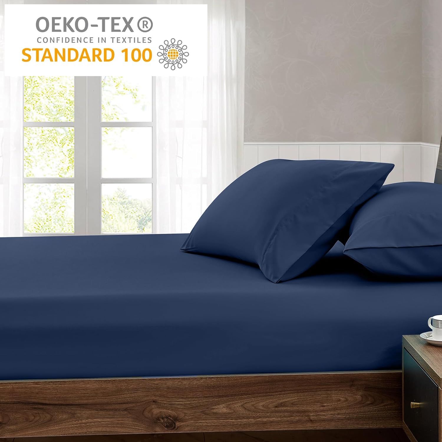 FreshCulture King Fitted Sheet Only 2 Pack - Hotel Quality Fitted Sheet King Size - Ultra Soft & Breathable - Brushed Microfiber - Deep Pocket - Cooling Fitted Sheets for King Size Bed (Navy Blue)