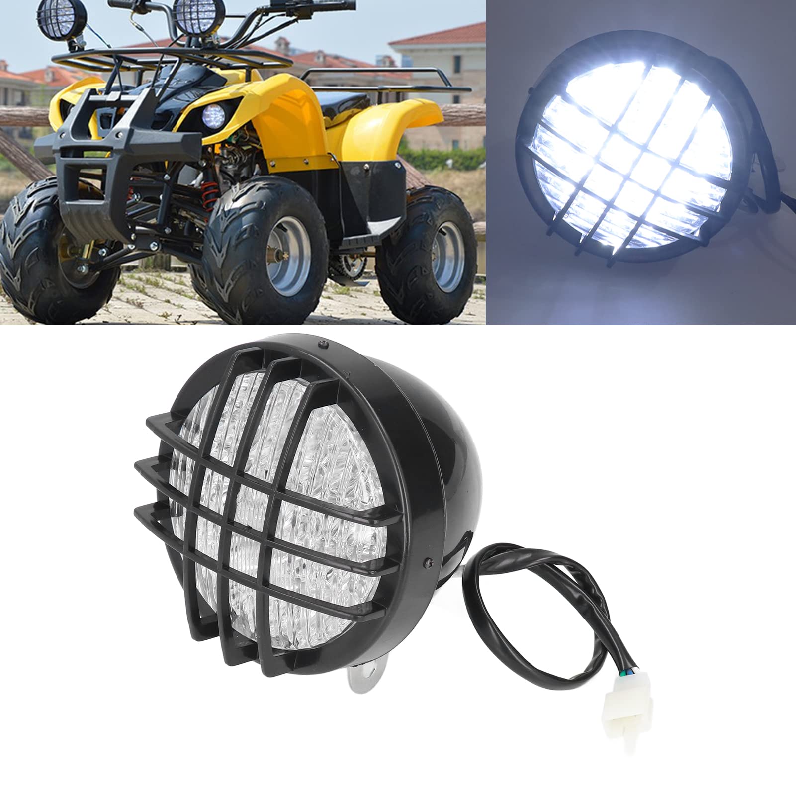 Reflektor LED, Reflektor Przedni 12V 8W LED Plastikowy i Metalowy Reflektor Dla Motocykl Atv Quad Gokart