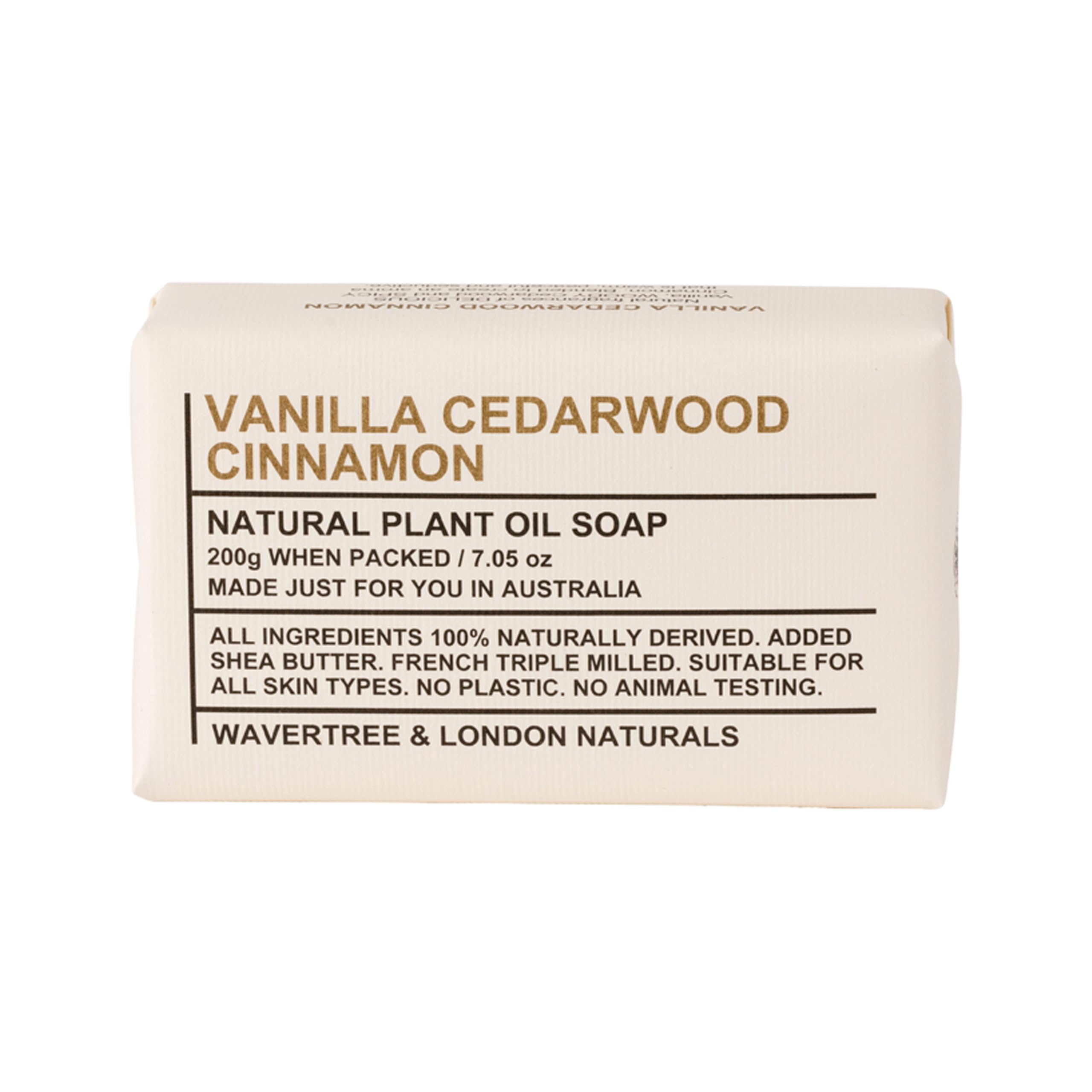 Vanilla, Cedarwood & Cinnamon (1 bar) -Triple-milled (twice) Shea Butter soap Bar -Rich & Creamy Lather