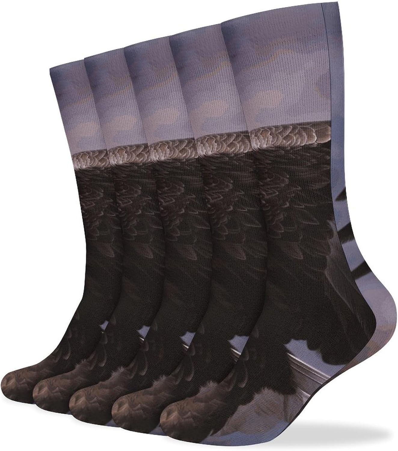 Bald Eagle Crew Socks Cozy Casual Calf Socks Lightweight Long Work Sock Breathable Athletic Sock for Hiking Sports Running 5 Pairs