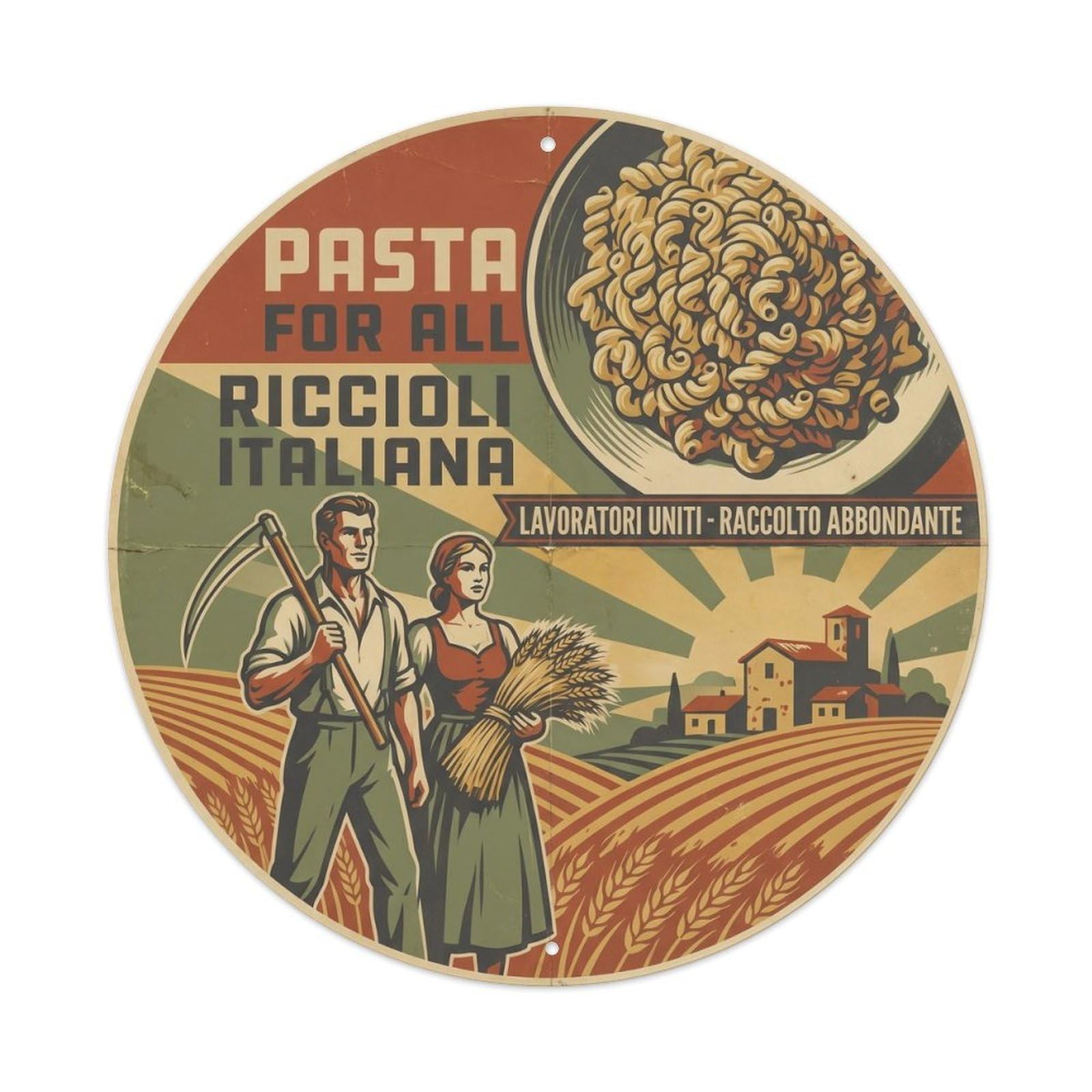 Pasta Dinner Silkscreen Italian Cuisine Culture Metal Tin Sign