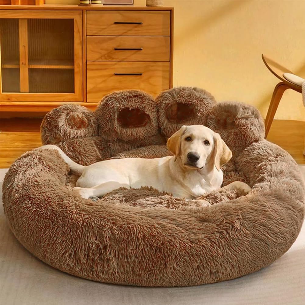 سرير للكلاب والقطط، سرير قابل للغسل، سرير من القطيفة للكلاب الكبيرة والمتوسطة والصغيرة من سومكايل (كبير، 90 سم)
