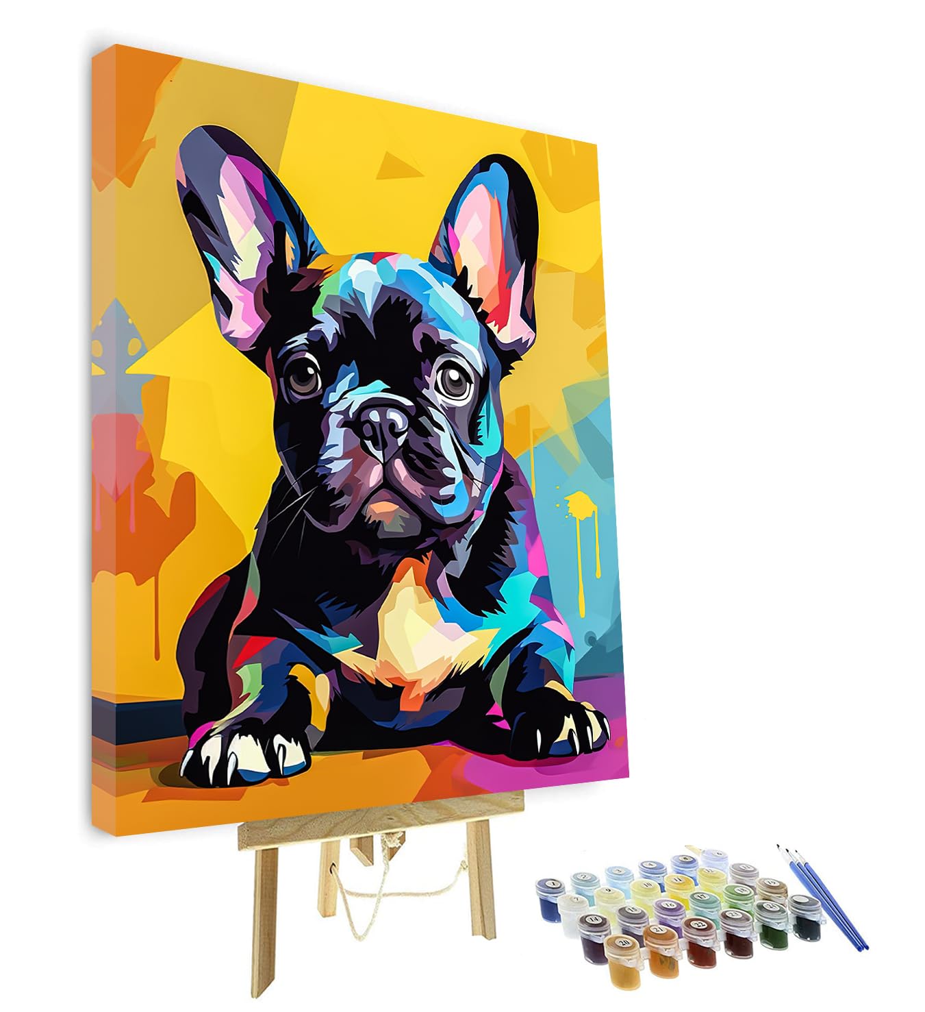 DIY Malen nach Zahlen Französische Bulldogge Malen nach Zahlen für Erwachsene Welpen Malen nach Zahlen für Kinder auf Leinwand Malen nach Zahlen Kit für Erwachsene Anfänger Umrahmt 16x20 Zoll
