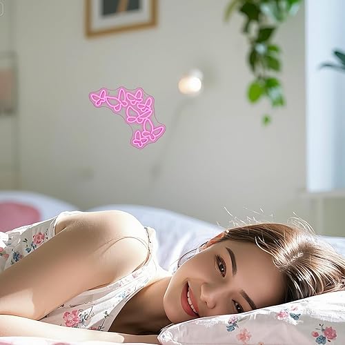 Vista 41 de Gamerneon Elegante letrero de neón de mariposa rosa para decoración de pared, hermoso club, luces LED para dormitorio, sala de estar, niñas, fiesta