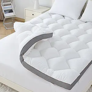 WhatsBedding 3 Inch Memory Foam Mattress Topper Queen, Extra Soft Pillow Top Mattress Topper with Breathable Air Mesh Sides, 1700GSM Fluffy Shredded Memory Foam Filled & Thicked Down Alternative-Lined