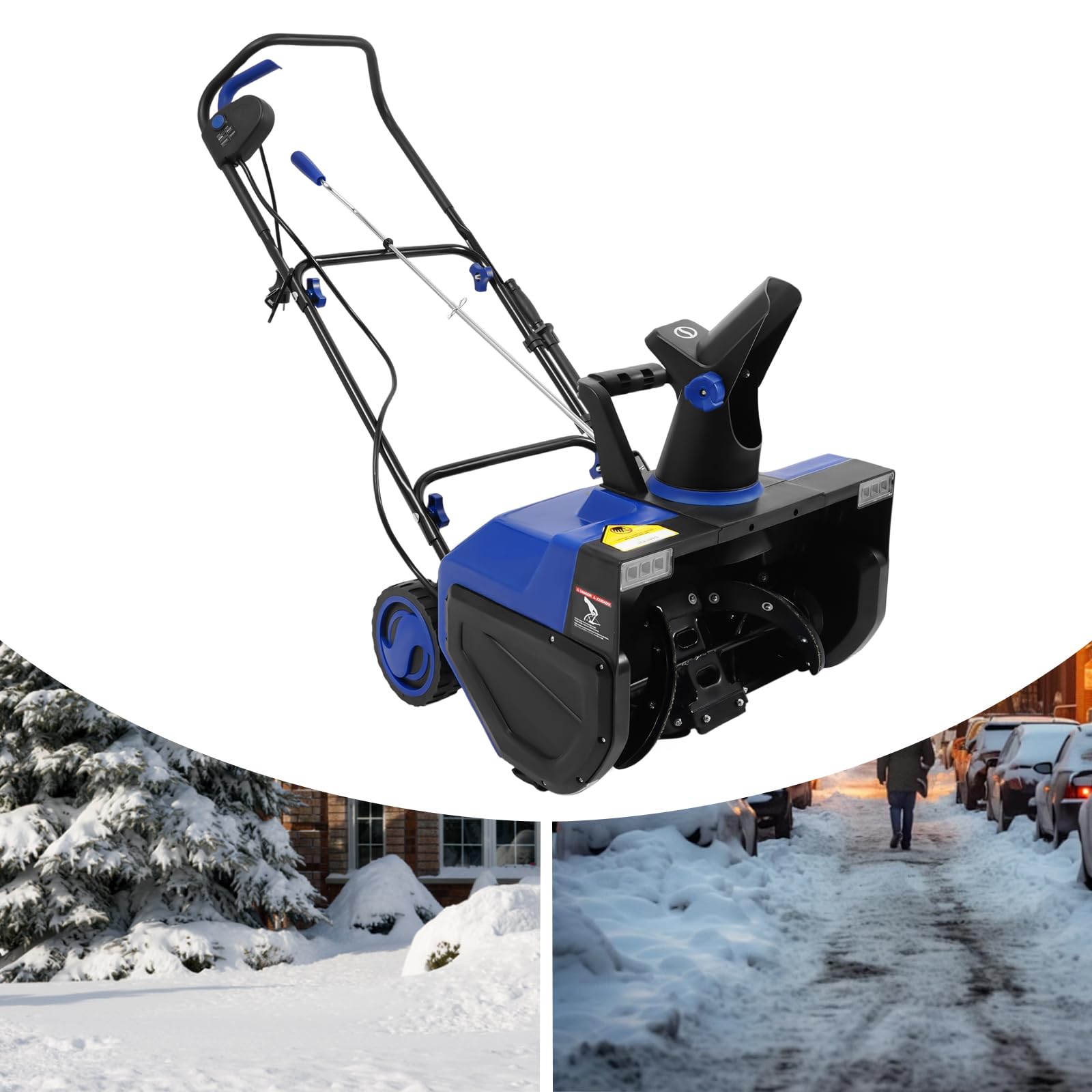 Quitanieves eléctrico 2400 W con cable con luces LED 180 ° ajustable máquina de rizado 56 cm ancho de trabajo, 33 cm profundidad de nieve, quitanieves altamente eficiente