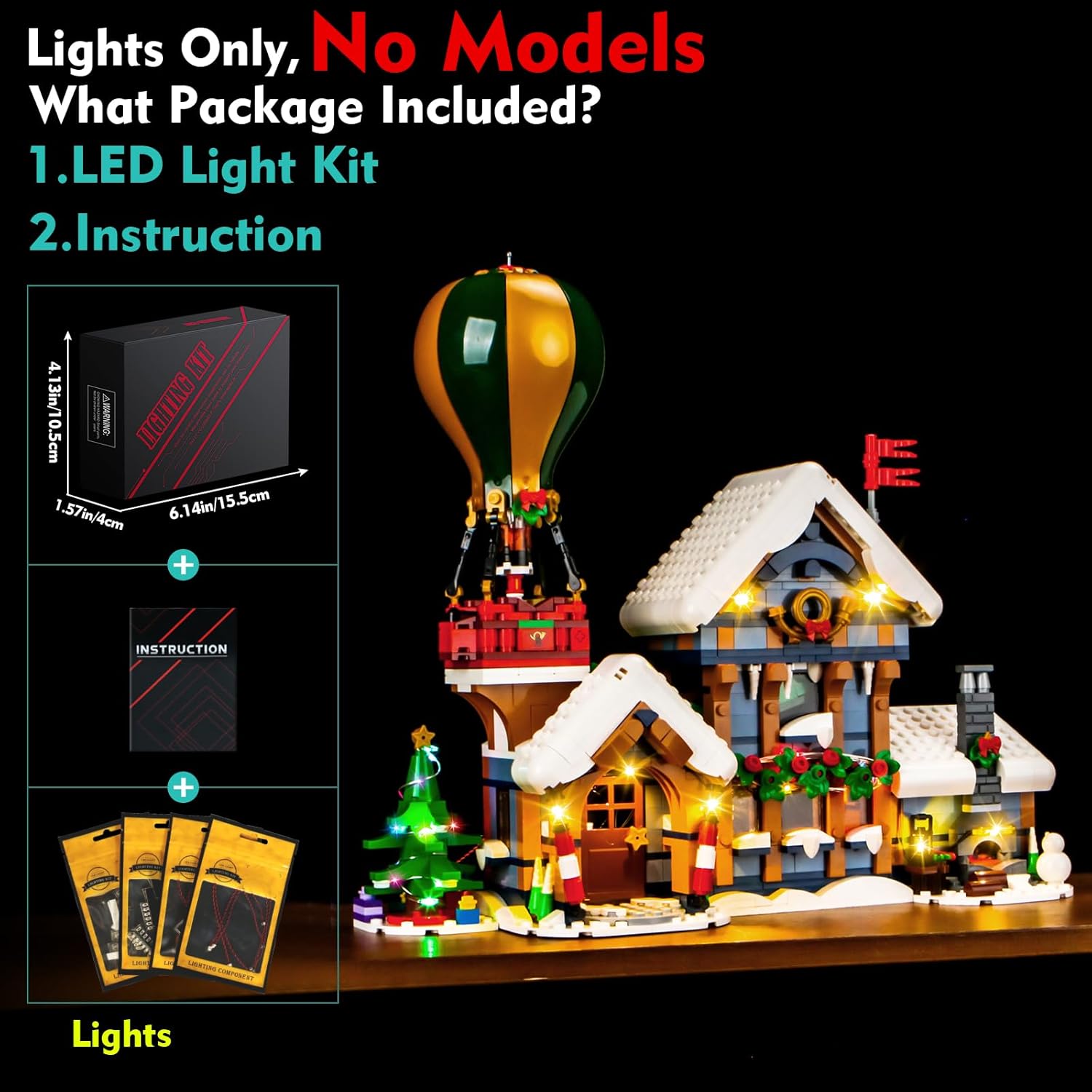 Light Compatible with Lego Santa's Post Office, Lighting Set Accessories Compatible with Lego 10339, No Models Only Light (Upgraded Version)