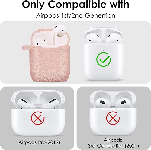 Vista 43 de Filoto Compatible con Airpod, bonita funda para Apple Airpod 2/1 para mujeres y niñas, funda protectora de silicona con llavero y pulsera