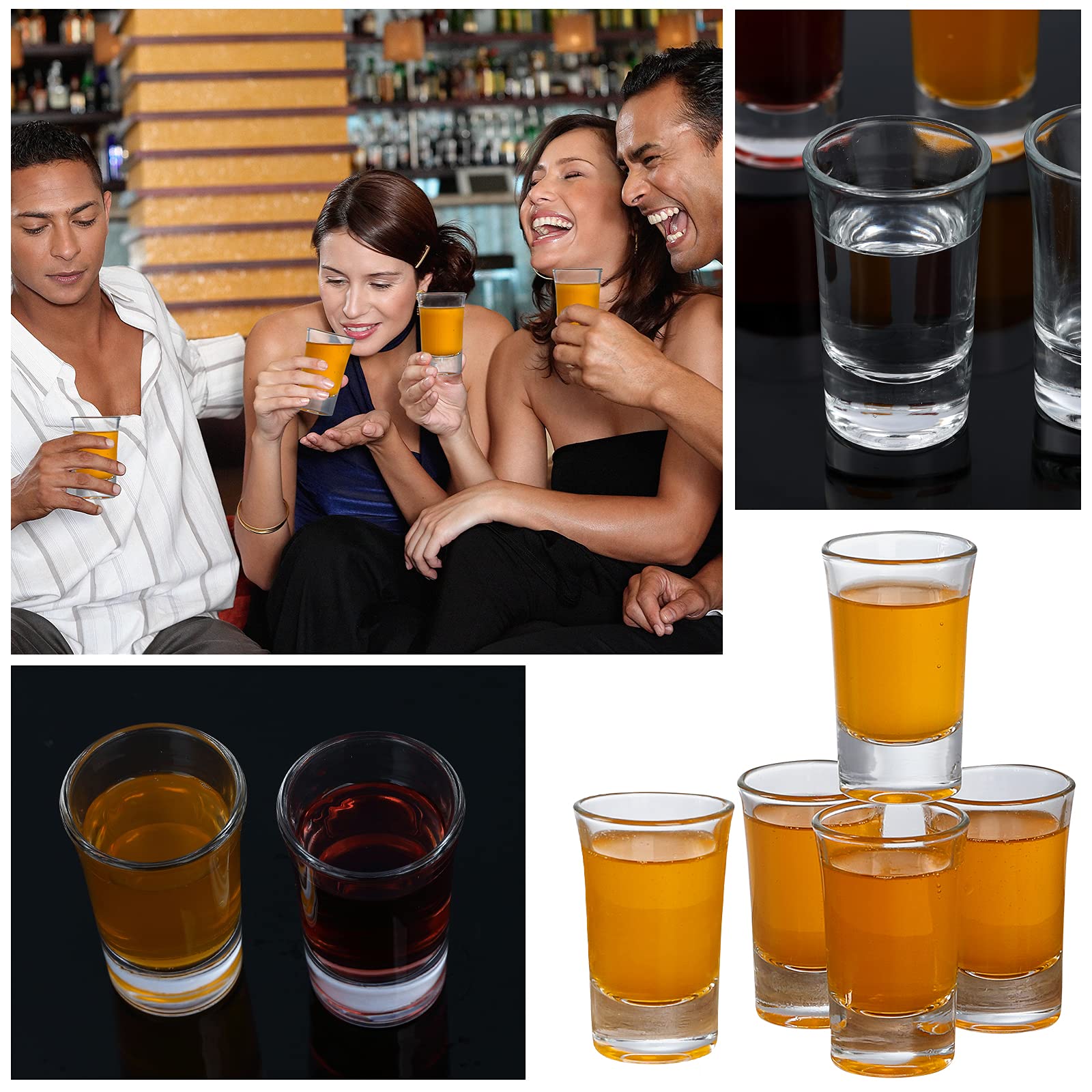 Juego de 40 vasos de chupito de base pesada, vaso de chupito de whisky de 1.4 onzas pequeñas tazas de vidrio para licor, licor, bar, fiesta, regalo de inauguración de la casa