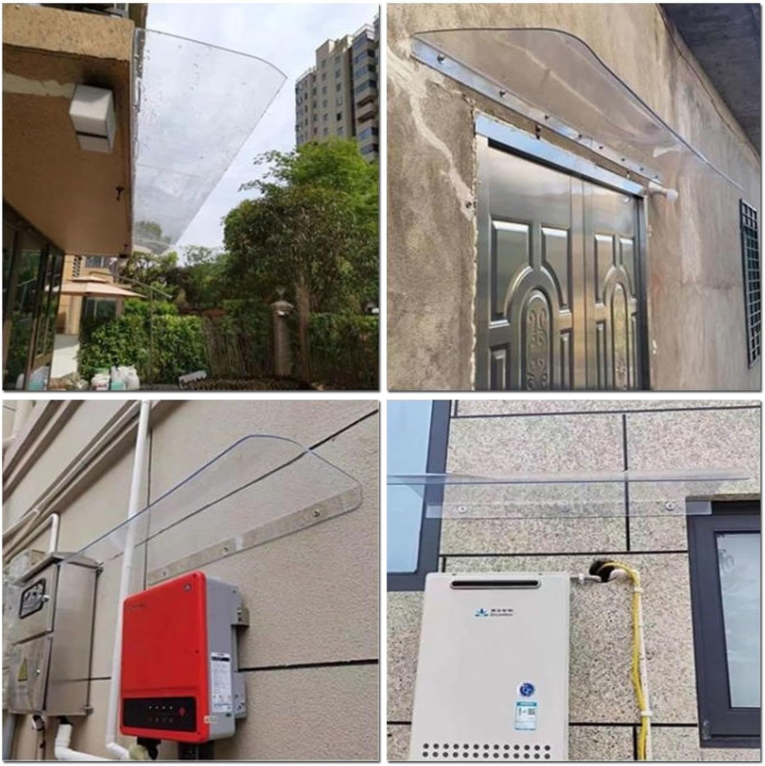 ドアキャノピーポーチシェルターカーブウィンドウパティオポーチルーフカバー屋外日よけレインスノー ドアキャノピーポーチシェルター透明パティオポーチ スノーシェルターレインカバーサンシールド屋外メタルウィンドウオーニング（カラー：ホワ ドアと窓の日よけ、庭のパティオ・ポーチの防水日よけ、紫外線雨と雪の保護ポリカーボネートパネル、カーブした日よけ、透明なレインカバー,