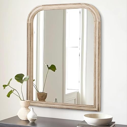 Espejo rectangular pequeño para colgar en la pared, espejo de baño con marco de madera rústica, espejo de baño de esquina redondeada, espejos disponible en Yaxa Colombia