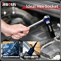 Vista 2 de Enchufe de punta de impacto hexagonal de 0.669 in, H17 1/2 pulgadas, adaptador de destornillador hexagonal de acero Cr-Mo para llaves de trinquete