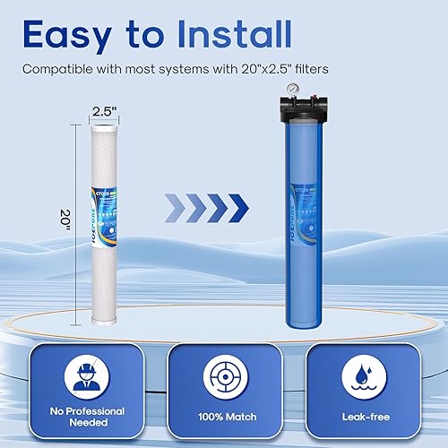 Miniatura 6 de ICEPURE Cartucho de filtro de agua de sedimentos de carbono CTO para toda la casa de 1 micrón, 20 x 2.5 pulgadas, compatible con C1-20, EP-20,