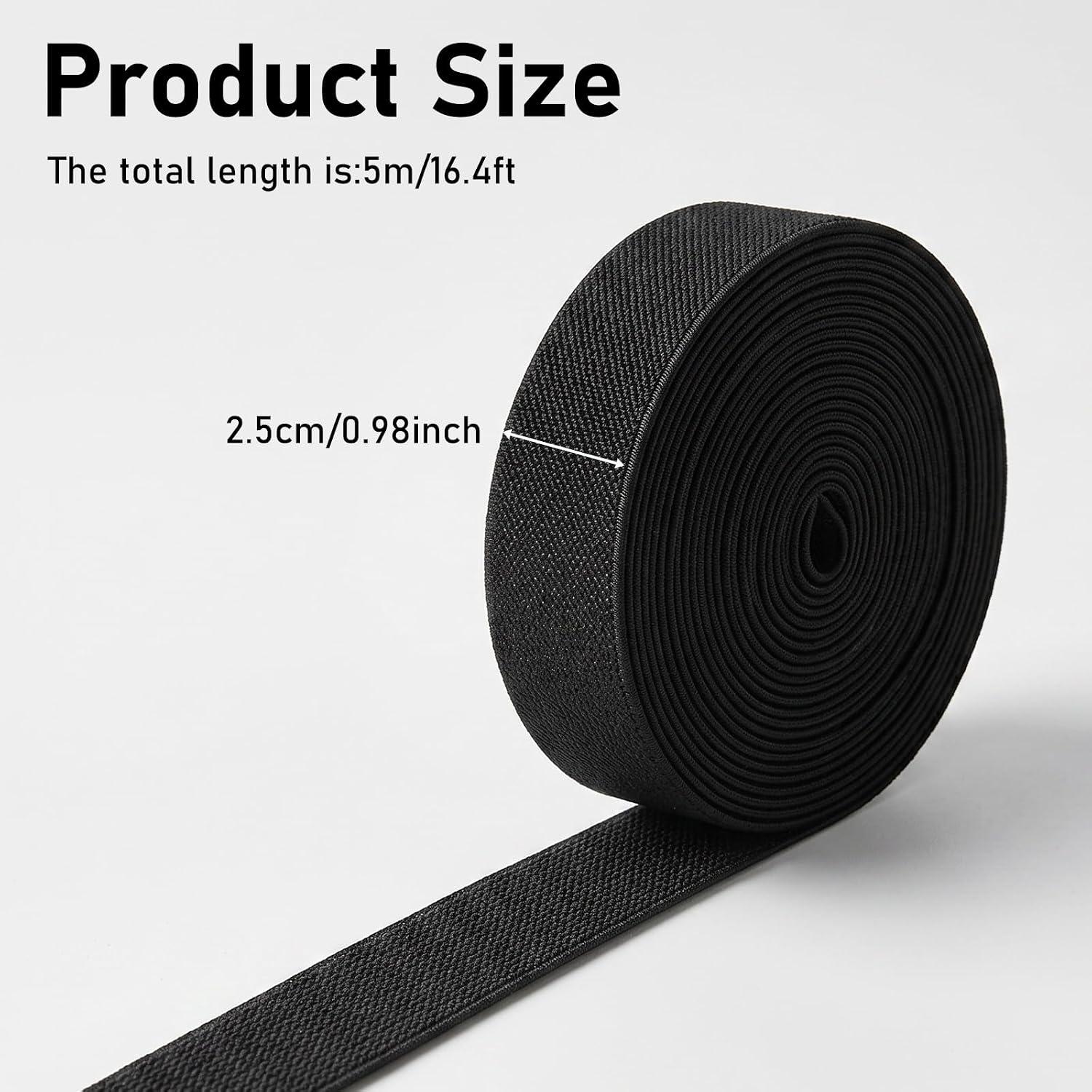 Bruislard Elastic Band for Sewing 1 Inch 5.5 Yard Elastic Strap | Double Side Twill Woven-Elastic, Black Knit Bands for Sewing, Elastic-Waistband, for Crafts DIY Pants Clothes