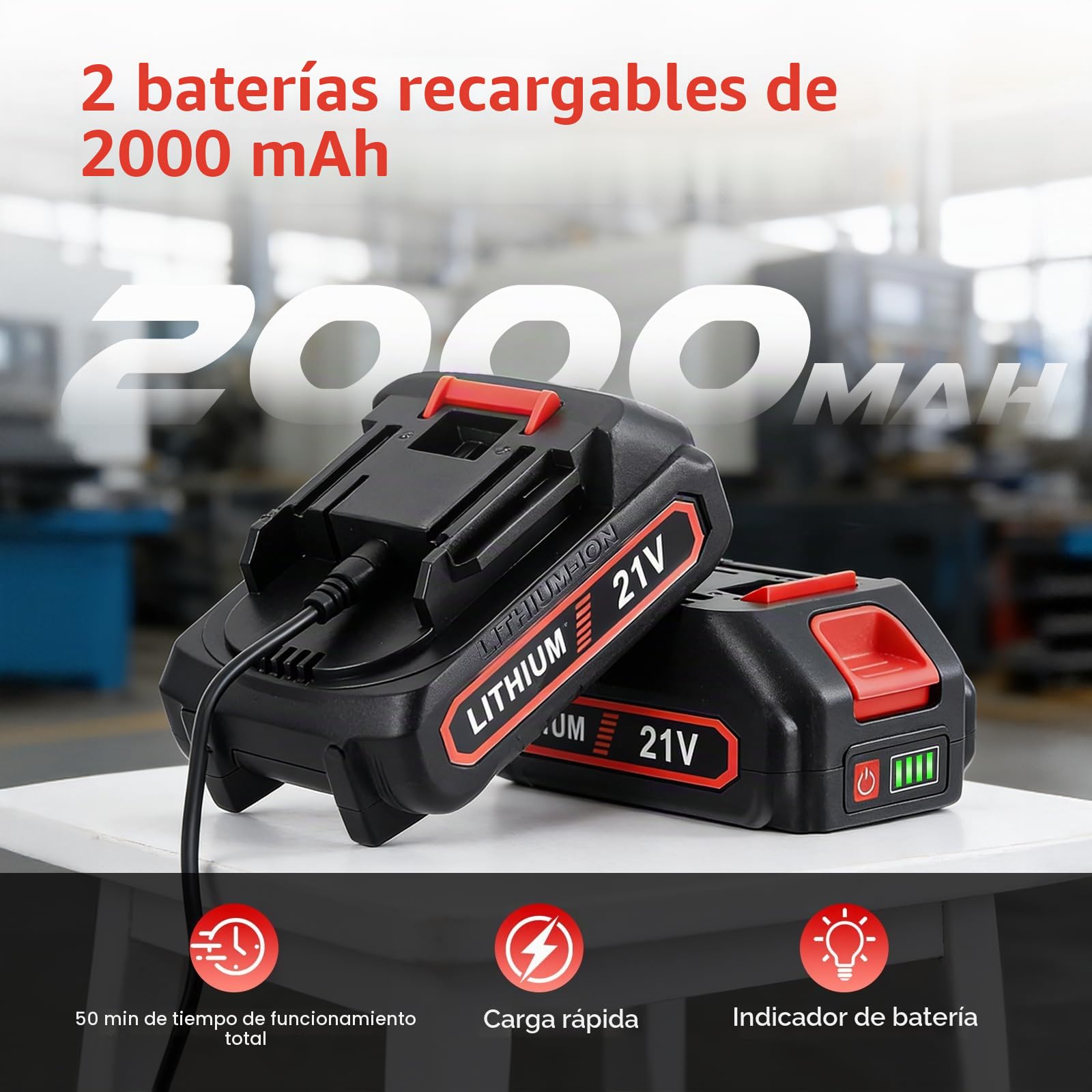 Destornillador de trinquete de batería de 3/8 pulgadas, 60 Nm, llave de trinquete eléctrica, control de velocidad continuo con 2 baterías de 2,0 Ah, juego de llaves de trinquete de 10 piezas, ideal