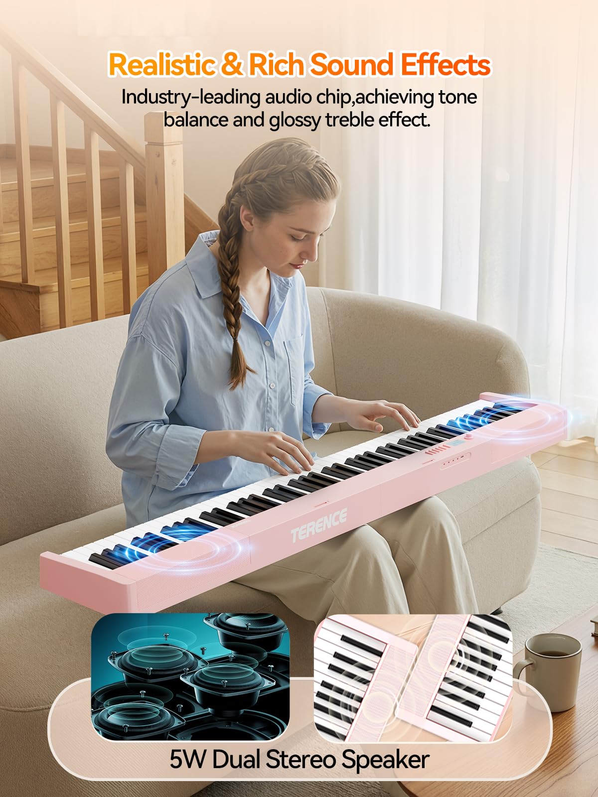 Snapklik.com : TERENCE V30 Portable Digital Piano 88 Key Weighted