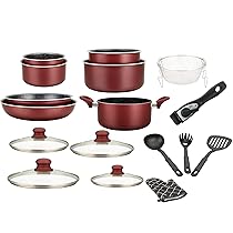 Herzberg – Batteria di Cucina – Set Pentole e Padelle Induzione 17 Pezzi – Alluminio Forgiato con Rivestimento in Marmo – Manico Amovibile – Antiaderente – Tutti i Fuochi – Guanto Incluso – Bordeaux