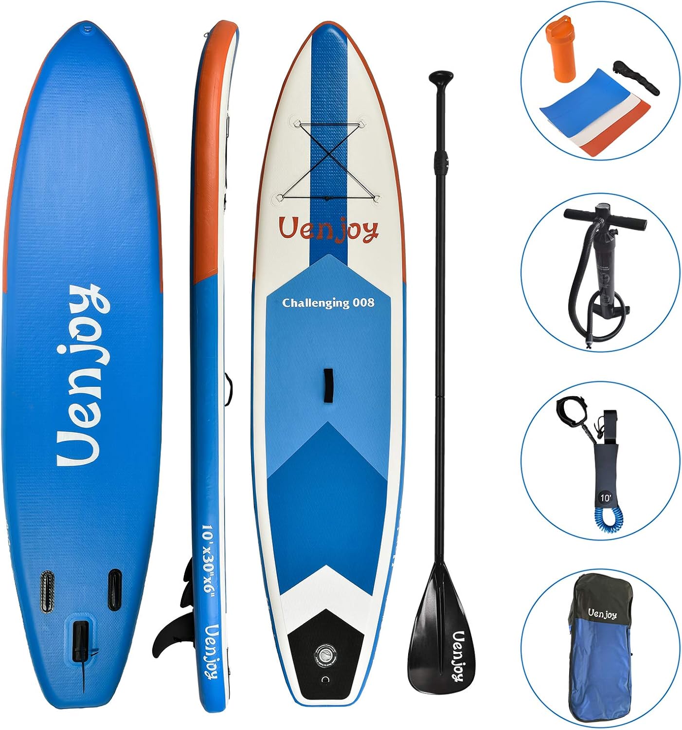 Uenjoy Inflatable Sup 11'30"x6" All Around Paddle Board, W/Full Accessories, Perfect for Yoga Fishing Touring