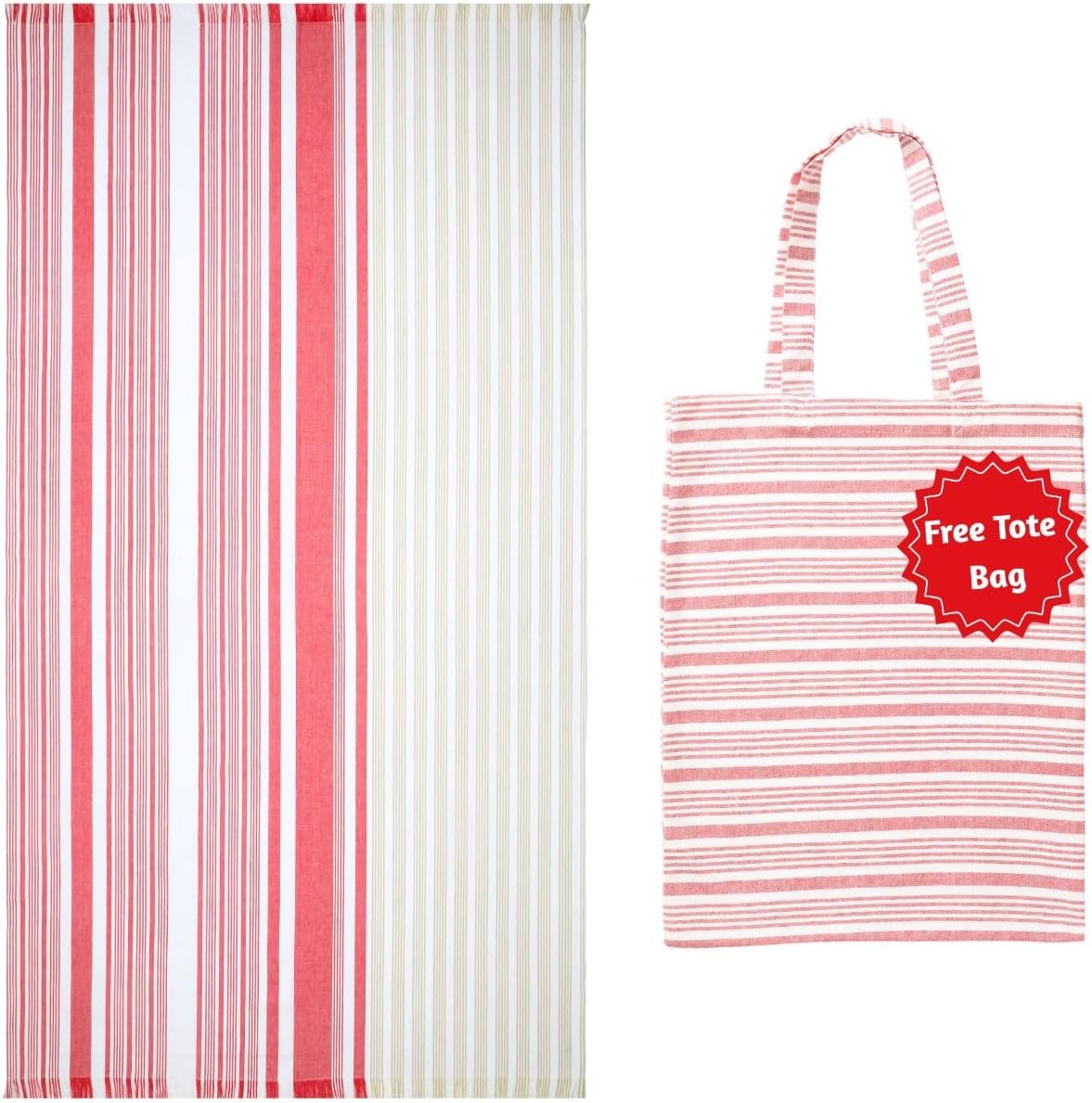 Folkulture Turkish Beach Towel with Tote Bag | Oversized (40 x 70) Quick Dry Bath Towels for Adults, Swimming Pool, Travel | Large Lightweight Beach Blanket Waterproof, Sandproof Beach Accessories