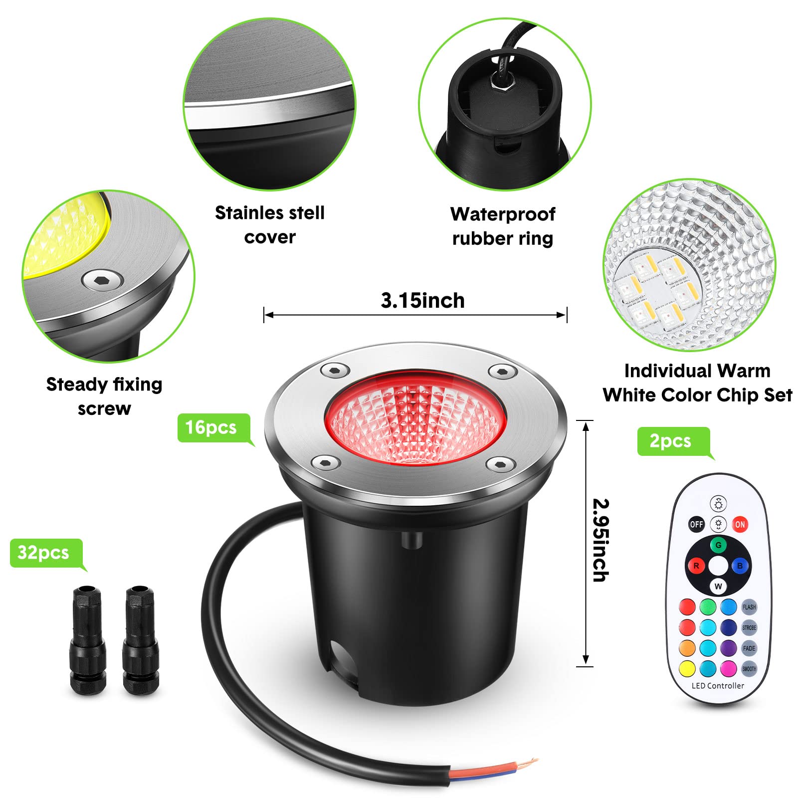 PA'LANTE パランテ v2　small　Sand Gridstop Tuanse 16 Pack Low Voltage Landscape Lights with 32