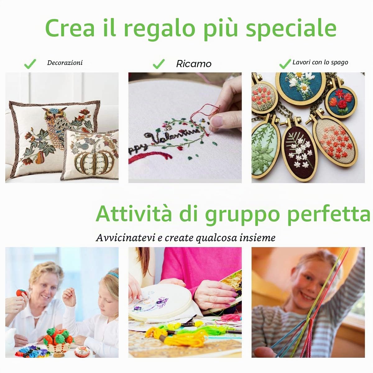 MAKEASY 205Pz Ricamo Starter Kit 100Colori Fili Ricamo, Kit di Attrezzi a Punto Croce con 100 Fili Colorati, 5 Pezzi di Cerchi di bambù, Regalo Perfetto