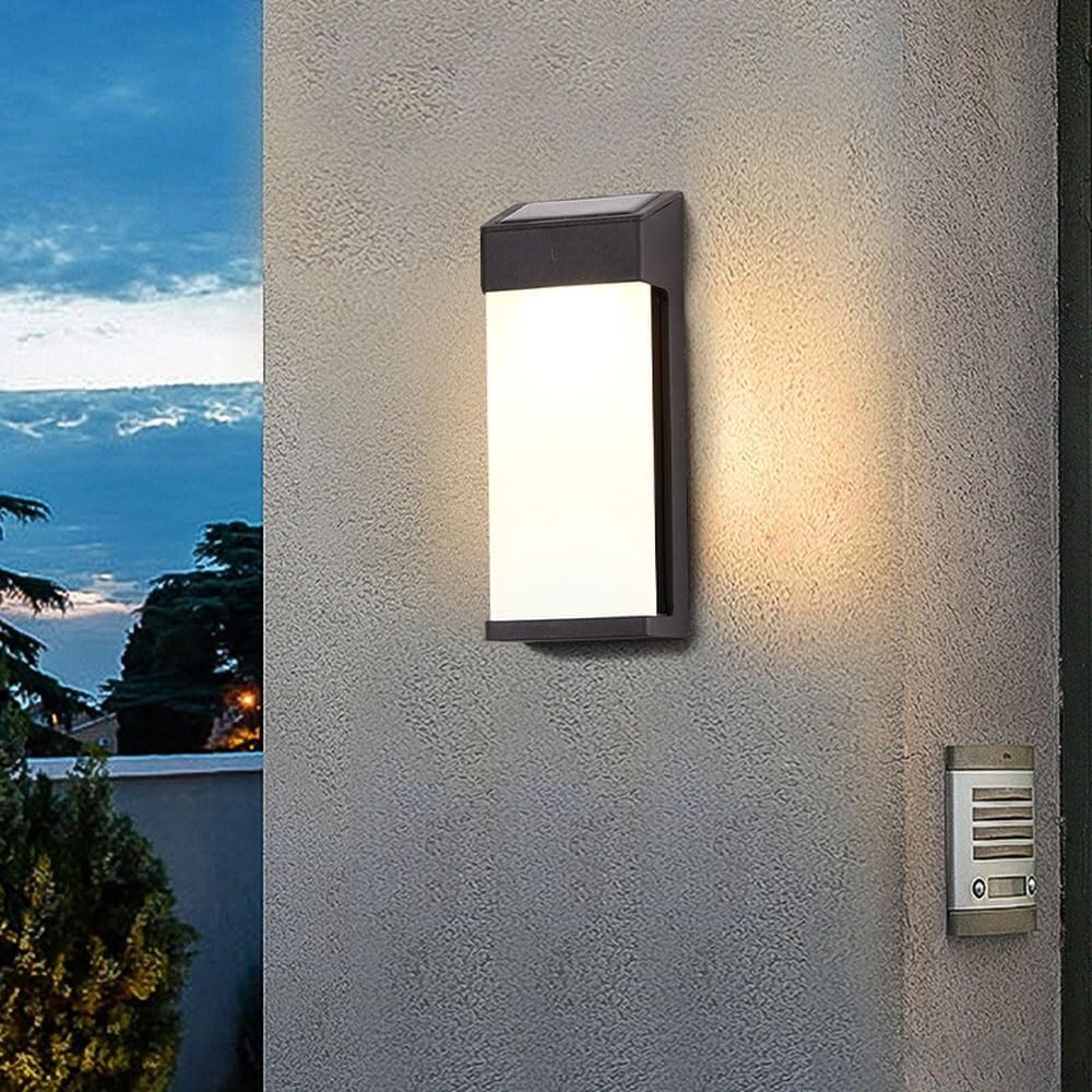 Zewnętrzna Lampa ścienna do Garażu Kinkiet Solarny Zewnętrzny Latarnia Ścienna Odporna Na Warunki Atmosferyczne Lampa Ścienna LED Vintage Lampa Ścienna Do Ogrodu Podwórka Patio Zewnętrzna Latarnia ści
