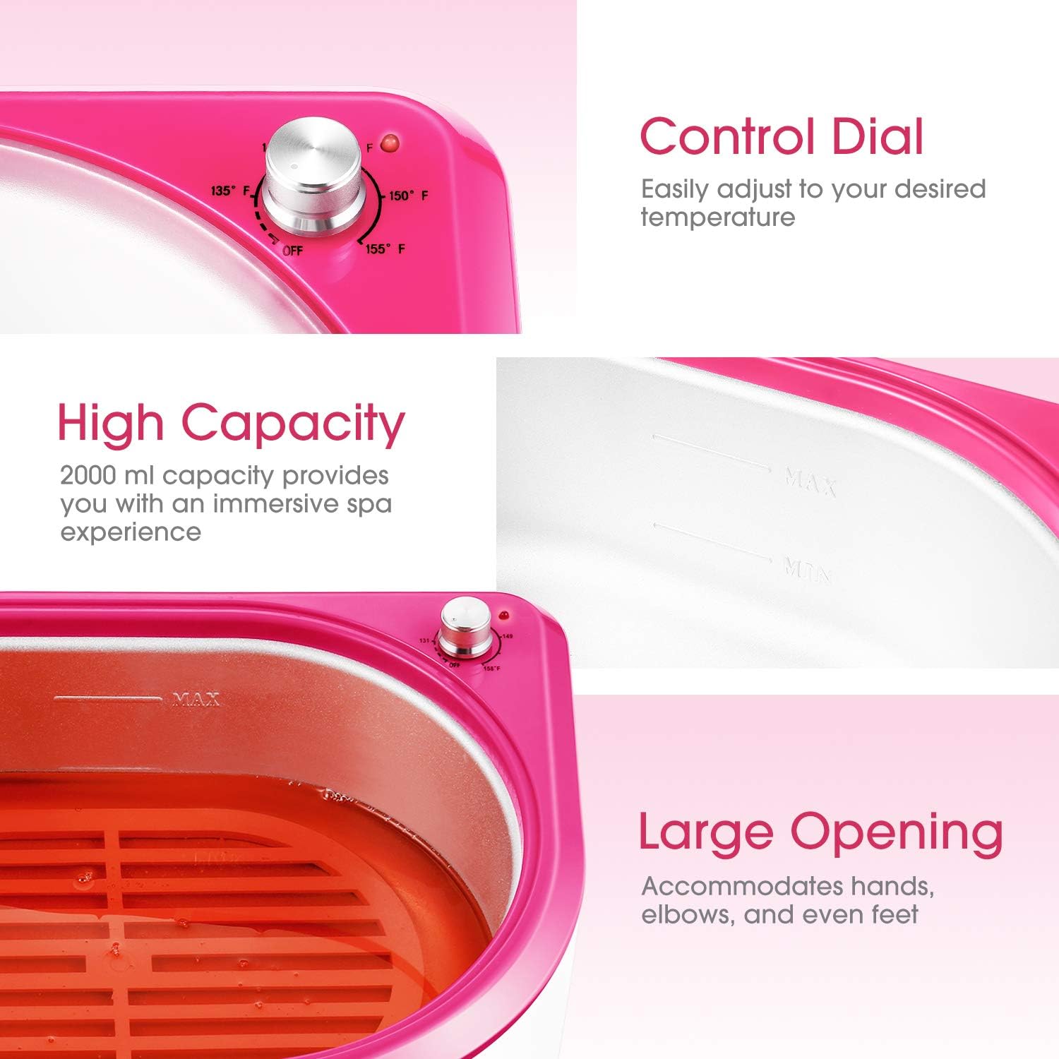 Paraffin Wax Machine for Hand and Feet, 0.5 Hour Fast Wax Meltdown Paraffin Bath Paraffin Wax Warmer Quick-Heating Paraffin Bath Spa for Smooth and Soft Skin (Red)