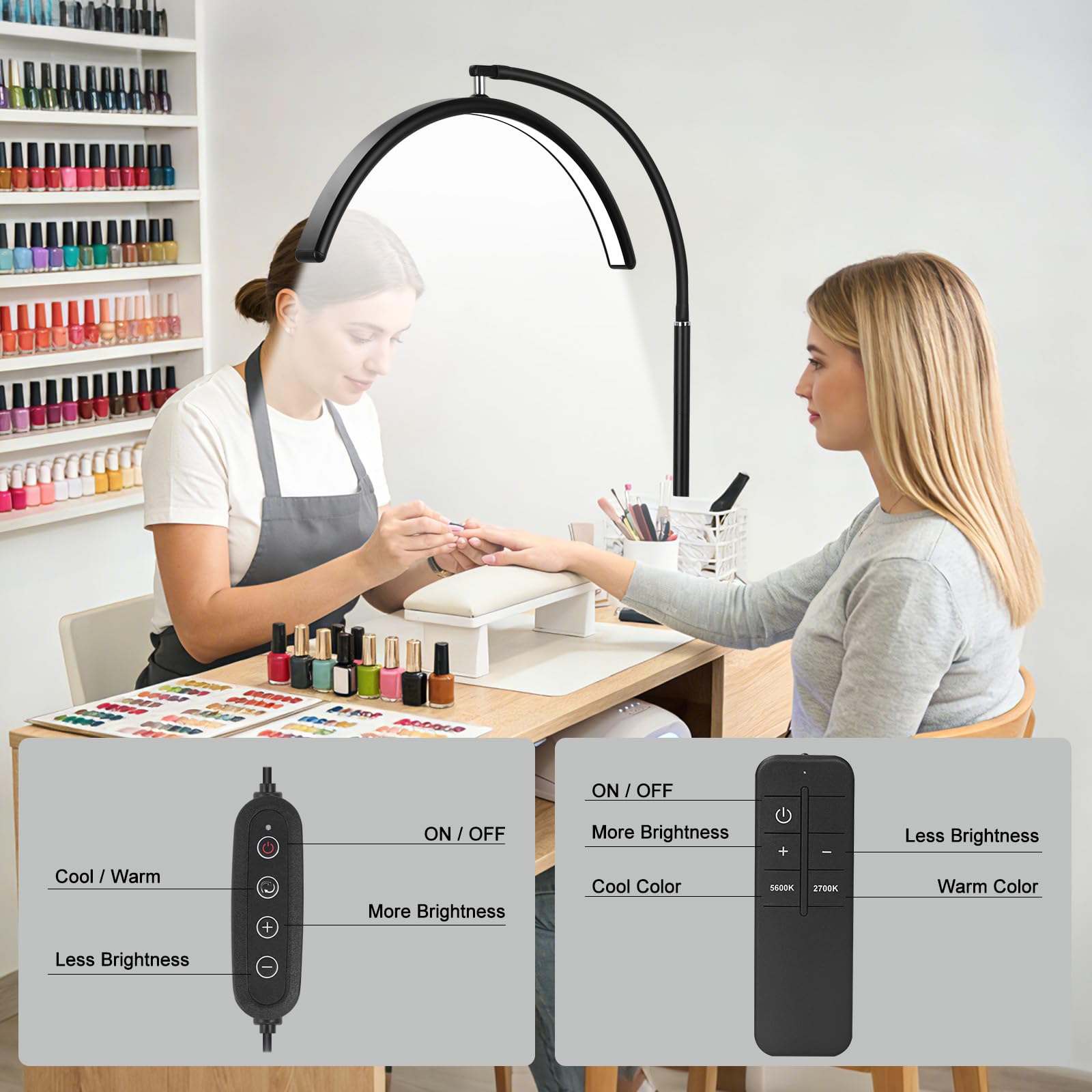 ZEKAHOV Half Moon LED Floor Light - Professional Shadow-Free Lamp
