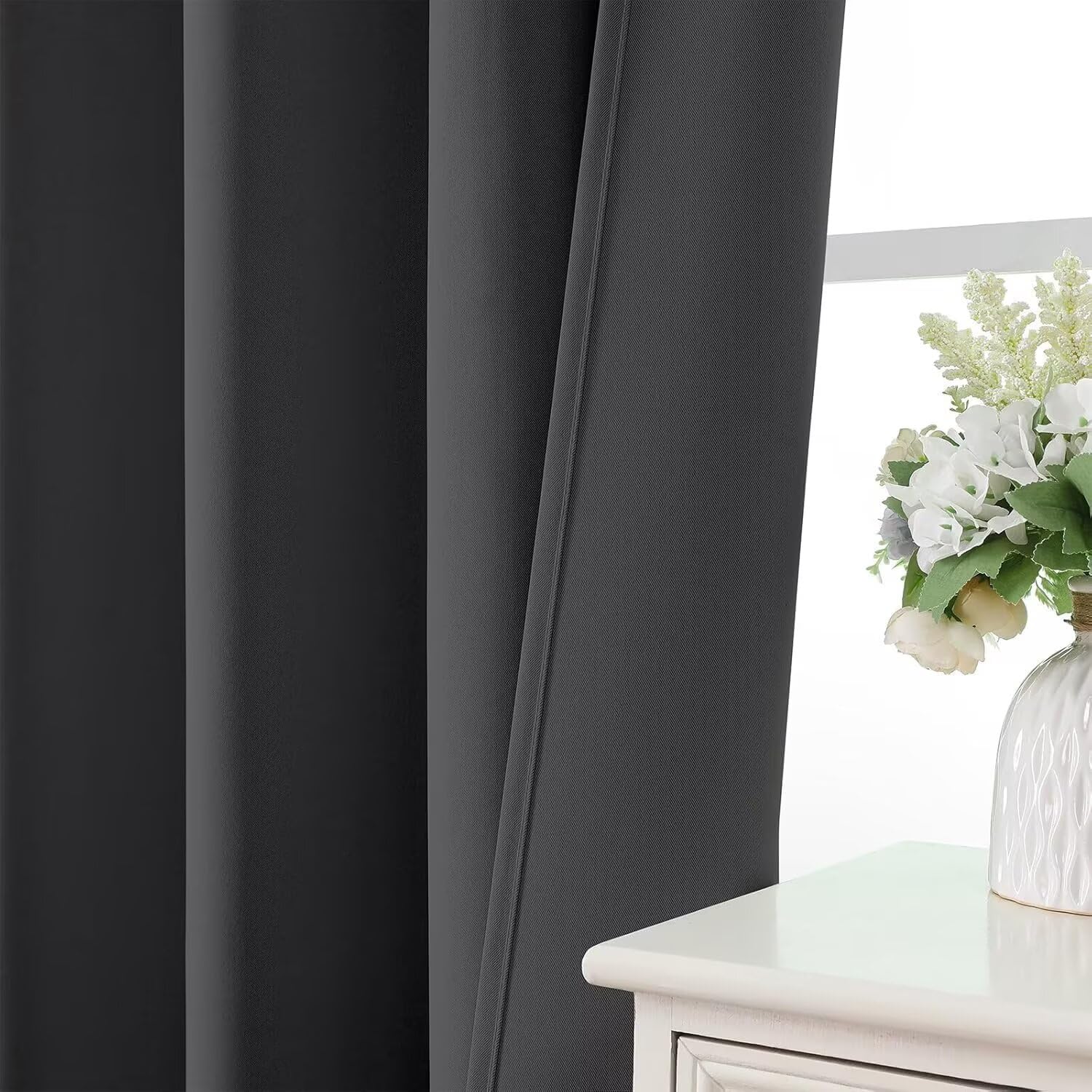 Joydeco Ensemble de 2 rideaux longs occultants à isolation thermique pour chambre à coucher et salon (gris, 94 x 213 cm (l x L)