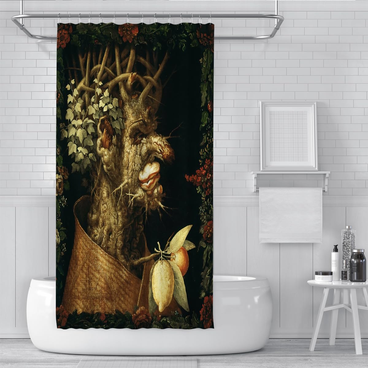 Renaissance Stil Stoff Polyester Duschvorhang Allegorie des Winters Berühmte Malerei Drucke Badezimmer Vorhänge Wasserdicht Schnelltrocknend 150 x 180 cm