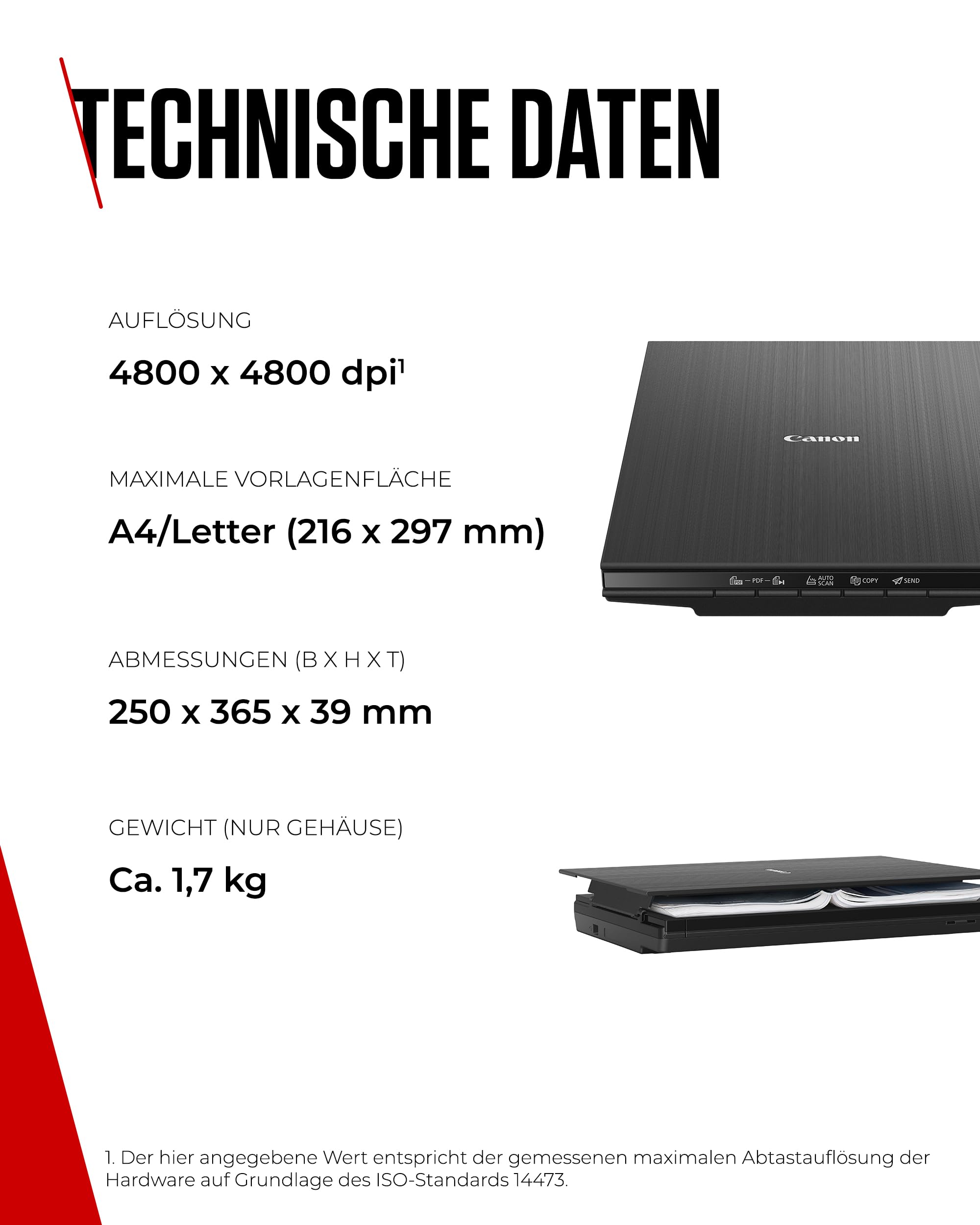 Canon Lide 400 Scanner A4-Flachbett CIS 4800x4800 DPI USB schwarz