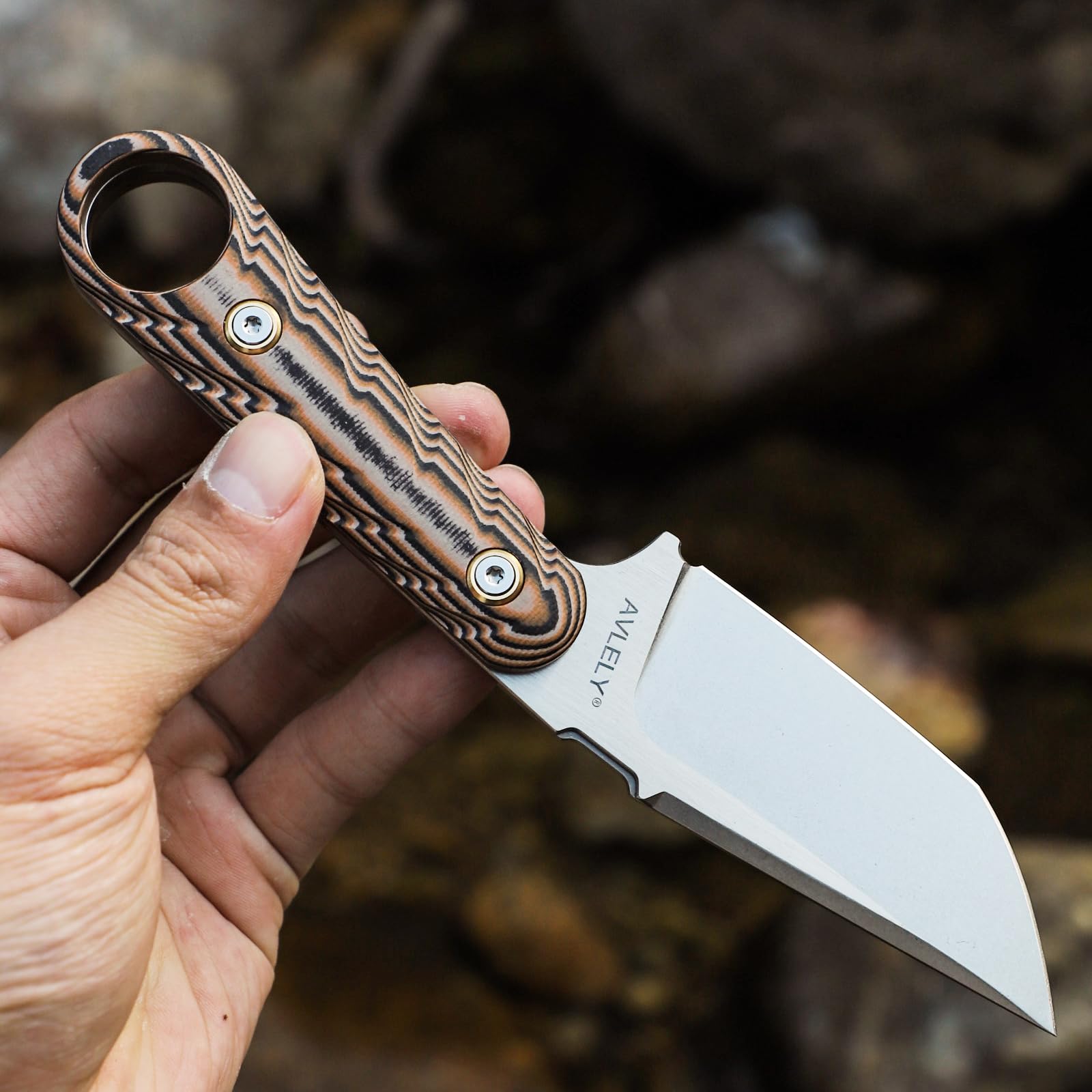 Messer mit feststehender Klinge aus DC53-Stahl, rutschfester Griff aus G10, 19,4 cm lange feststehende Klinge, geeignet für Erkundungen, Wanderungen und als EDC-Messer (Weiße Klinge)