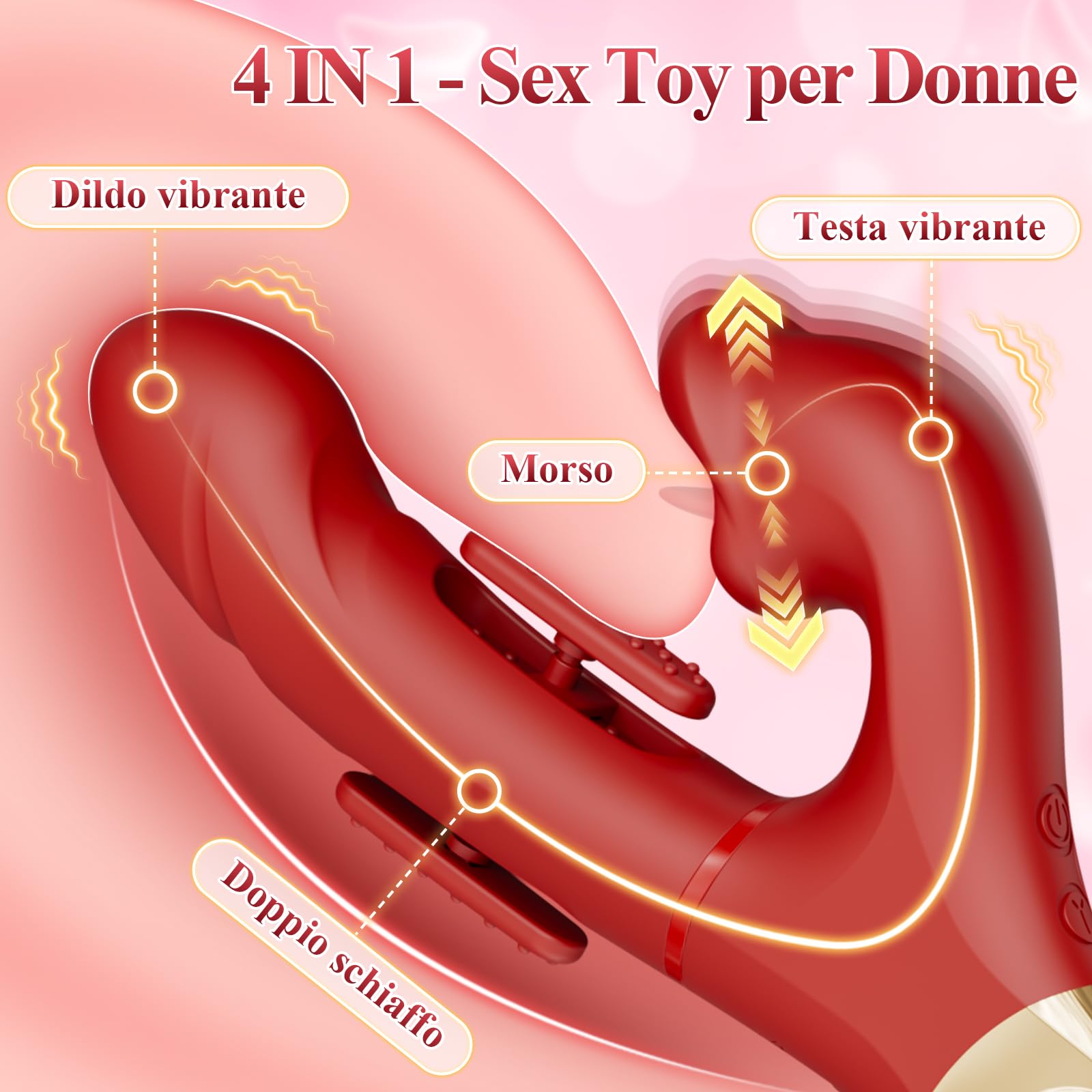 Dildo Vibratoreper Donna Professionale Sex Toys - Vibratoriper Donne Clotoride con 7 Schiaffi, 5 Morsi di Lingua e 7 Vibrazioni, Stimolatore Clitoride Femminile Sexy Toys Sessuali per Donna Uomini