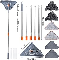 Vista 3 de Trapeador de pared de 82 pulgadas con mango largo para limpieza de pared con poste de extensión de 39.8 a 82 pulgadas, limpiador de pared giratorio