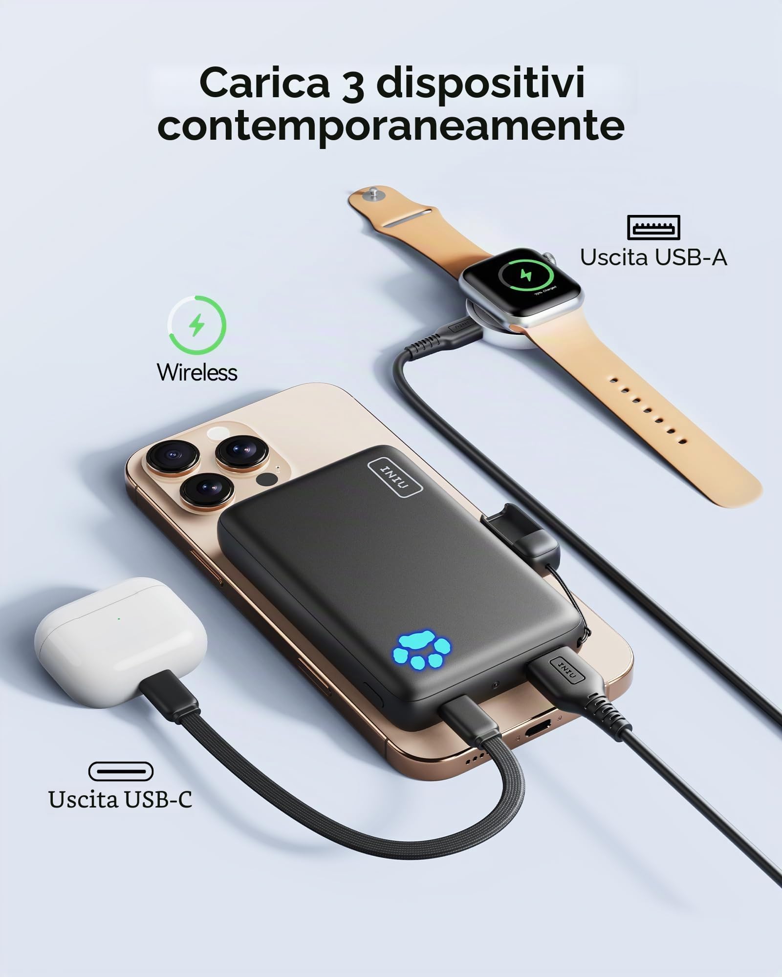 INIU 30W Magnetico Power Bank, Qi2 Certificato 10000mAh Ricarica Rapida Powerbank, Slim Caricatore Portatile per iPhone 16/15/14/13/12, Essenziale per il Esterno Adatto a Uomini e Donne, Bianco