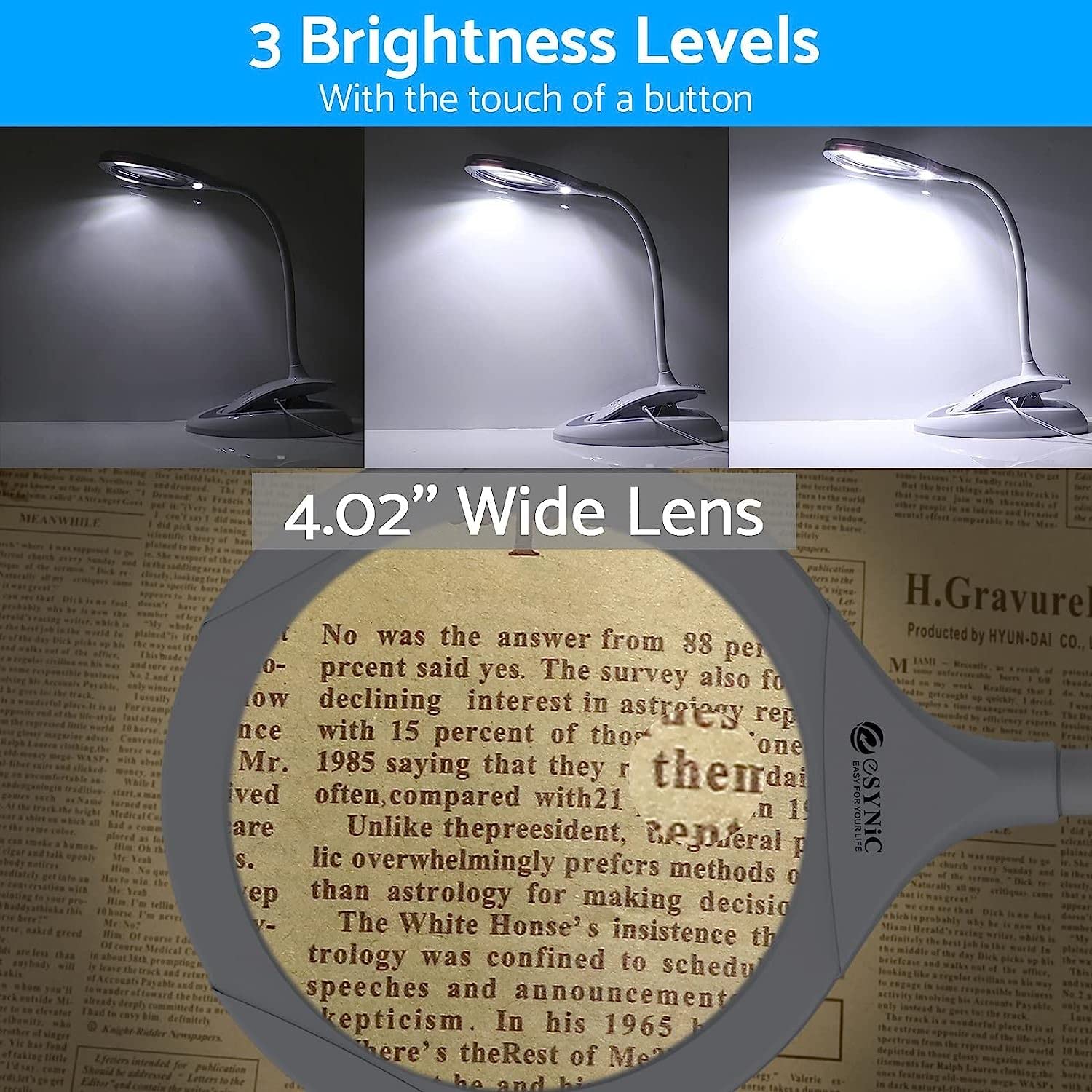 Lupa, Lampa Powiększająca 2 W 1, Lampa Biurkowa Ze Stojakiem I Zaciskiem, 5X 10X, Dioda Led Zasilana Przez Usb, Z 3 Regulowanymi Ustawieniami Światła Do Czytania, Hobby, Rzemiosła, Podwójnego Stołu W