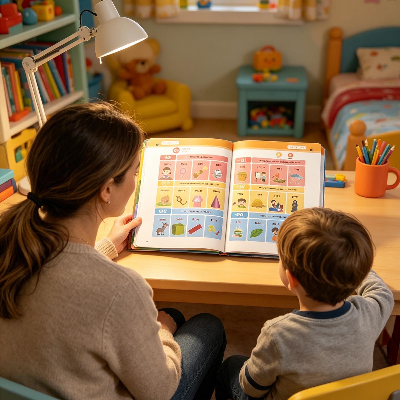 Libro parlante per l'apprendimento 'inglese, lettore di vocabolario fonetico per l'educazione precoce, riproduzione del suono con funzione di pulsanti interattivi, giocattolo educativo per bambini