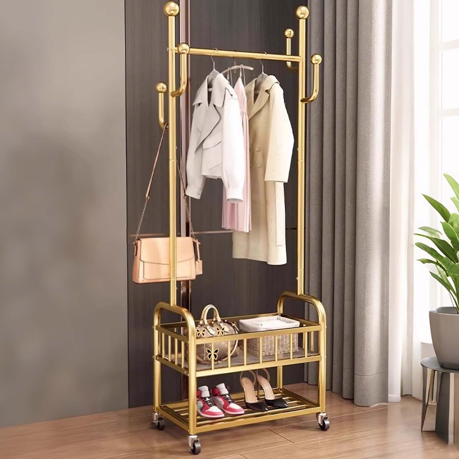 Portant à vêtements mobile de chambre pour organiser les manteaux et robes en un clin d'œil