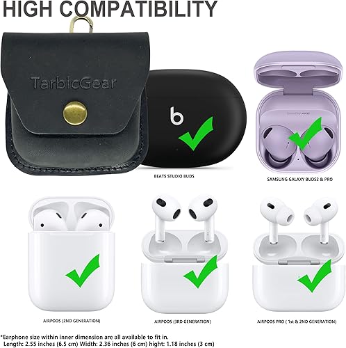 Miniatura 10 de TarbicGear Funda de cuero genuino con clip para cinturón para Airpod con llavero fundas de cuero para Airpods de 1 2 y 3 generación funda para