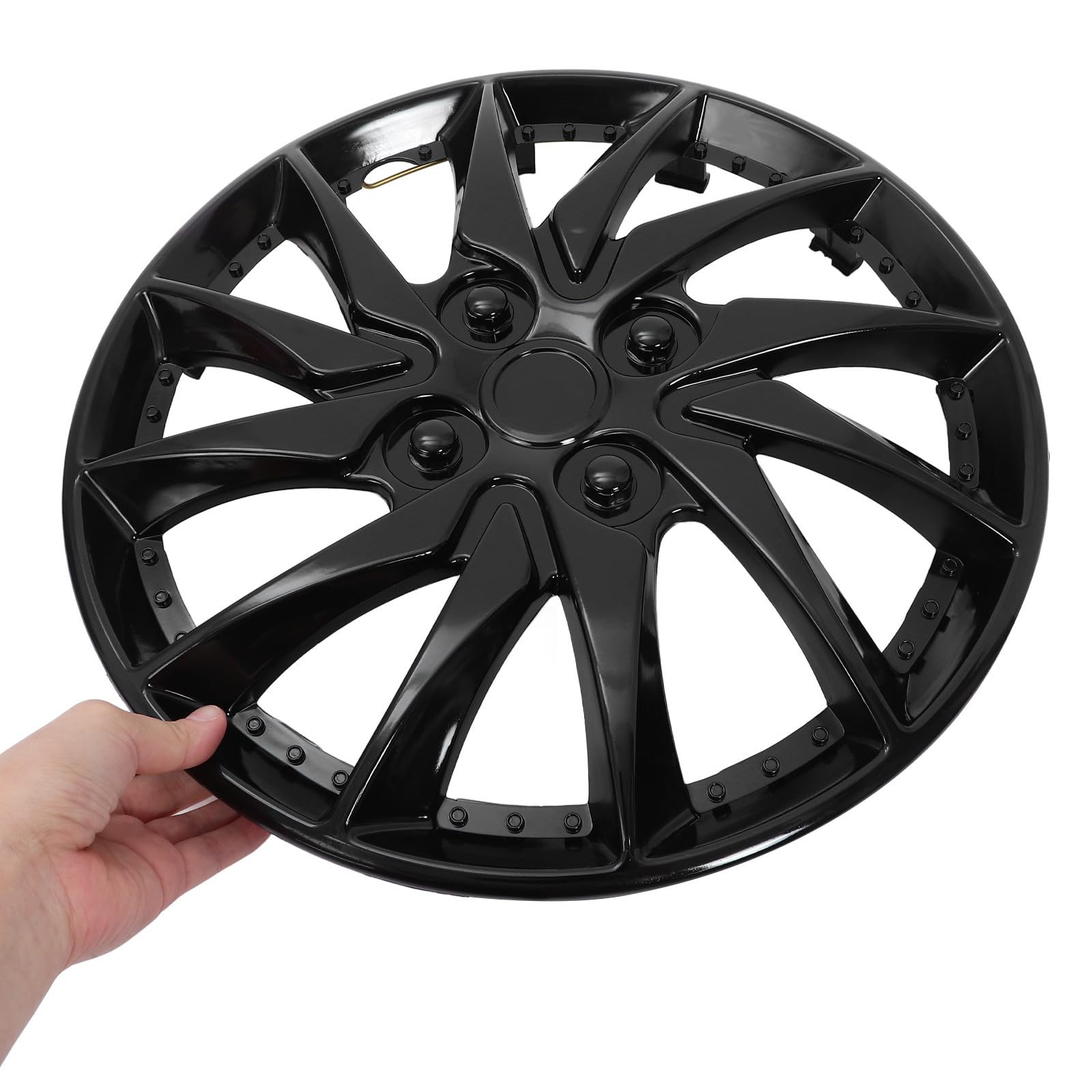 YARNOW Enjoliveur de Roue de Véhicule Noir en PP pour Moyeu de Voiture, Accessoire Auto pour Protection et Remplacement de Jante, Adapté aux Roues de 14 Pouces