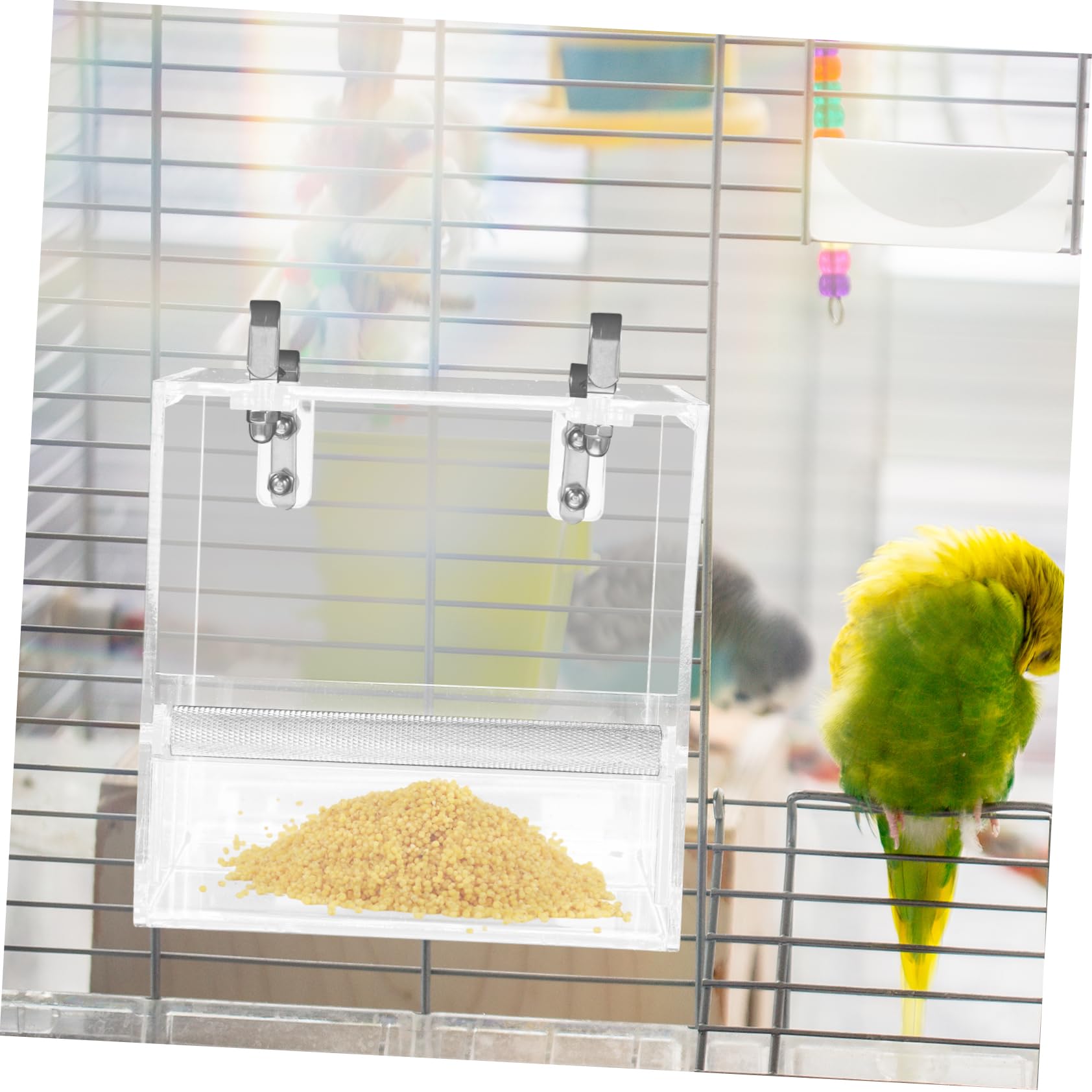 Mangiatoia Automatica per Pappagalli, Ciotola Plastica per Gabbia | Design Sospeso, Pulizia Comoda, per Casa e Piccoli Uccelli, Accessorio per Animali Domestici