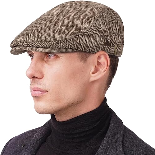 Miniatura 2 de Senker Fashion - Paquete de 2 gorras Newsboy para hombre, ajustables, de espiga, de tweed, de mezcla de lana, gorra plana Ivy, gorra de taxista